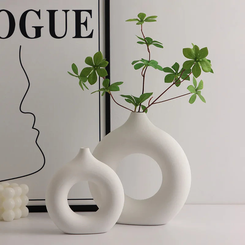 Decorative White Ceramic Vase Minimalist | Elegance 2