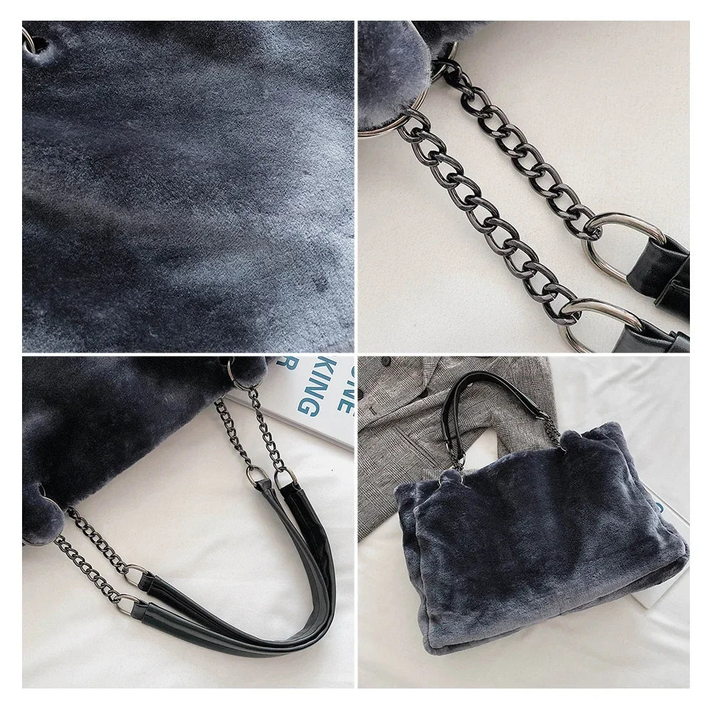 Women Soft Faux Fur Tote Bag | Tara