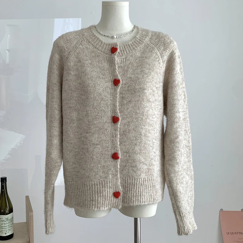 Women Heart Button Knitted Cardigan | Edwina