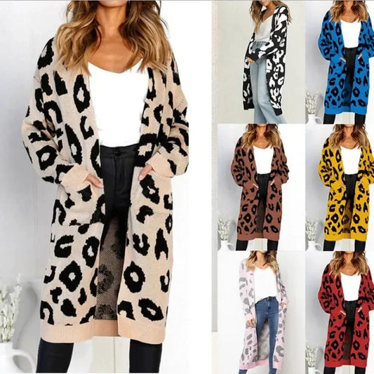 Women Leopard Knit Open-Front Cardigan | Sofia