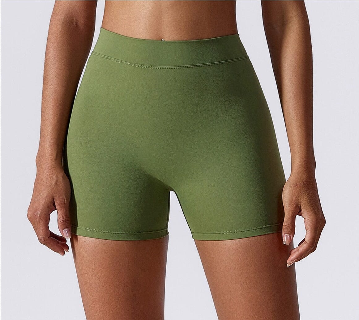 Women High Waist Shorts Black Nylon Spandex | Activewear-3
