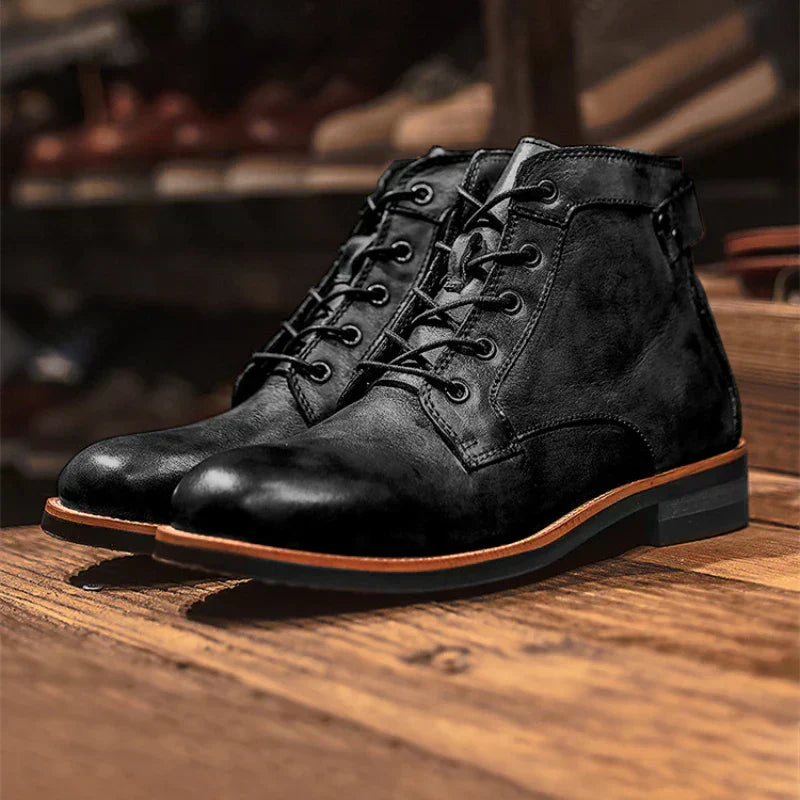 Men's High Top Boots Black Leather | Rugged Elegance-1
