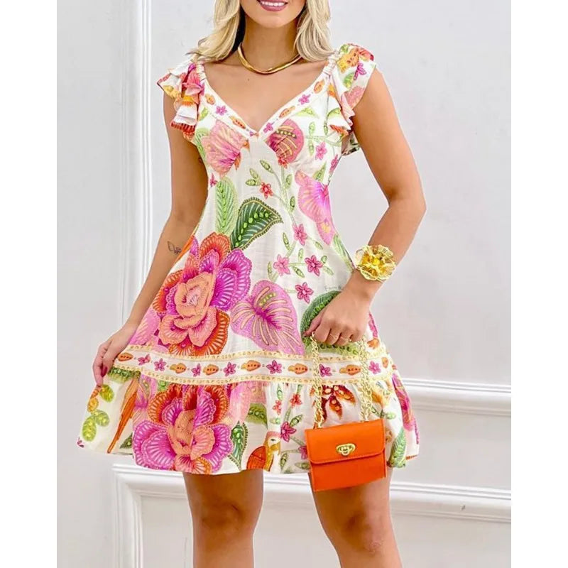 Women Floral Ruffle Summer Dress | Isidora