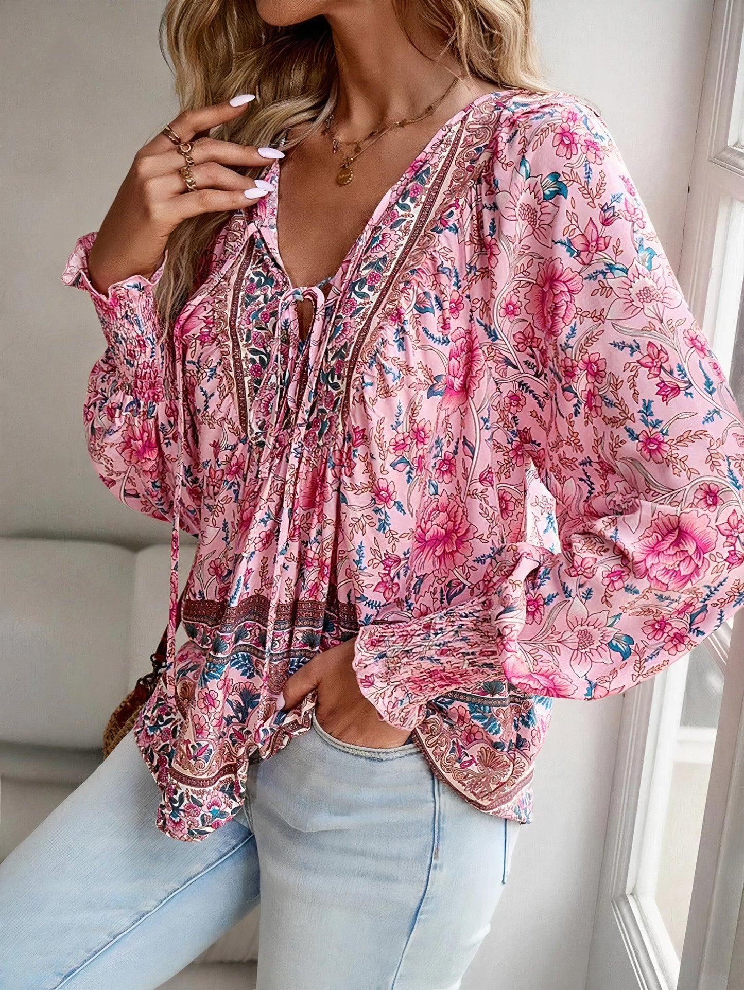 Women Bohemian Floral Blouse | Sophia