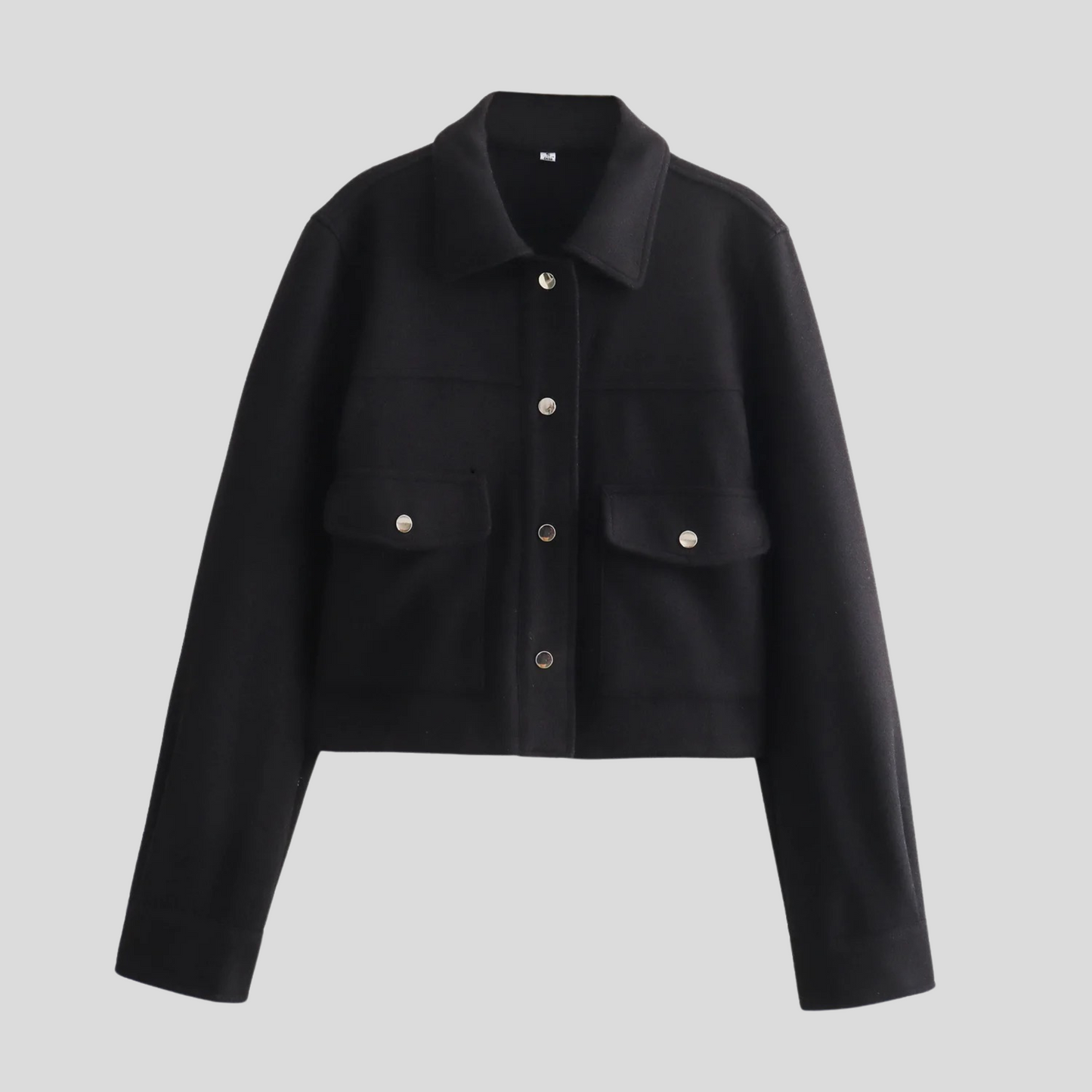 Women Long Sleeve Jacket Black Sustainable Fabric | Mabel-5