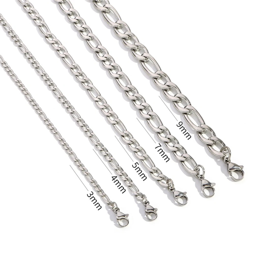 Variant image for Men Figaro Chain Necklace Silver Stainless Steel | Urban Style-33