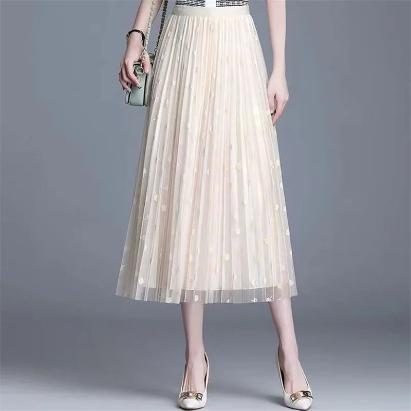 Women Polka Dot Tulle Maxi Skirt | Soledad