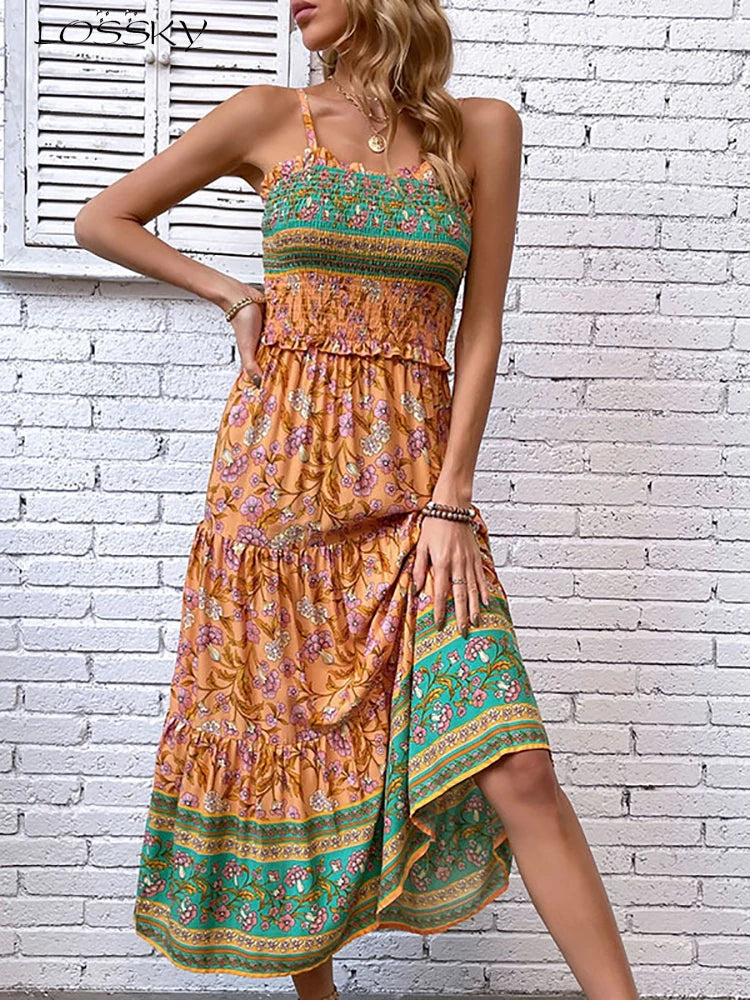 Women Boho Floral Maxi Dress | Delilah