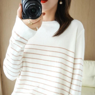 Women Striped Knit Sweater | Debora