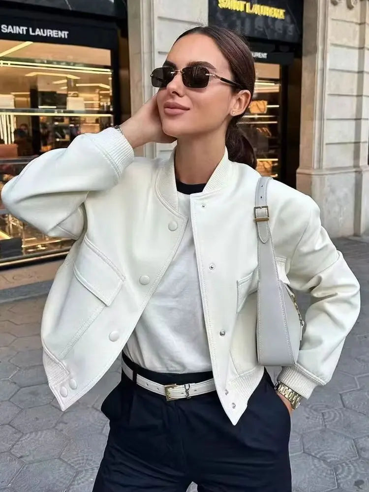 Women Bomber Jacket Green Cotton | Vintage Chic-2