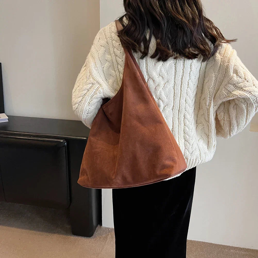 Women Minimalist Suede Tote Bag | Mila