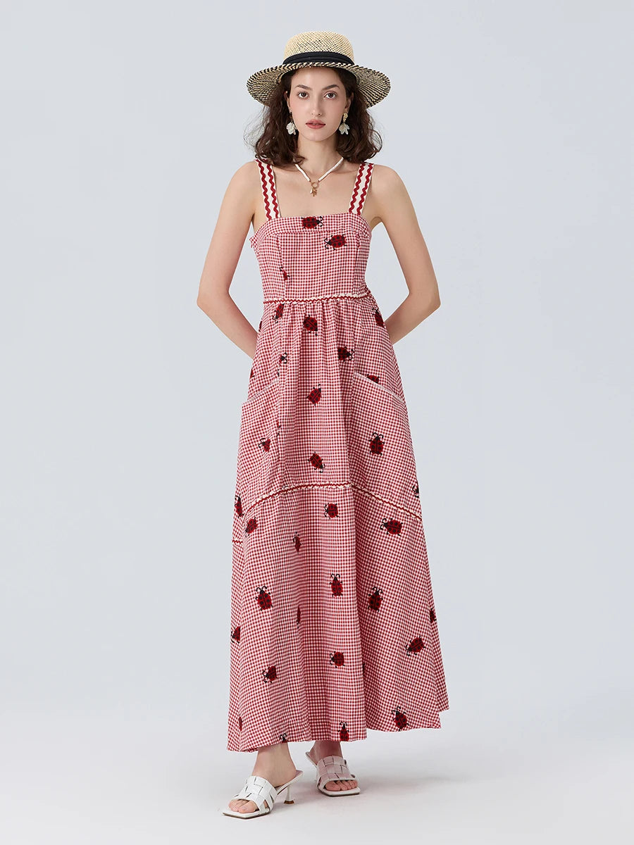 Women Gingham Floral Summer Dress | Araminta