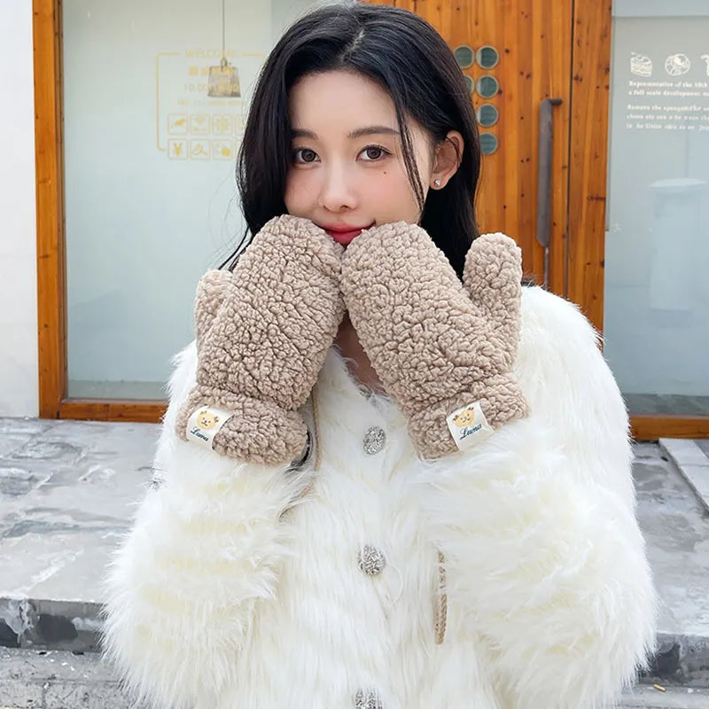 Women Fluffy Sherpa Mittens | Carla