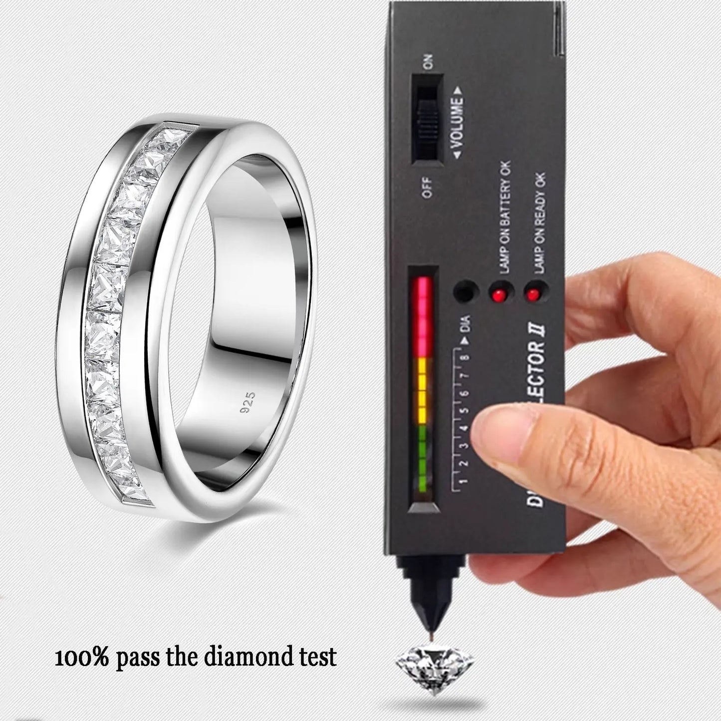 Men's Wedding Band Silver Moissanite | Elegant Design-2