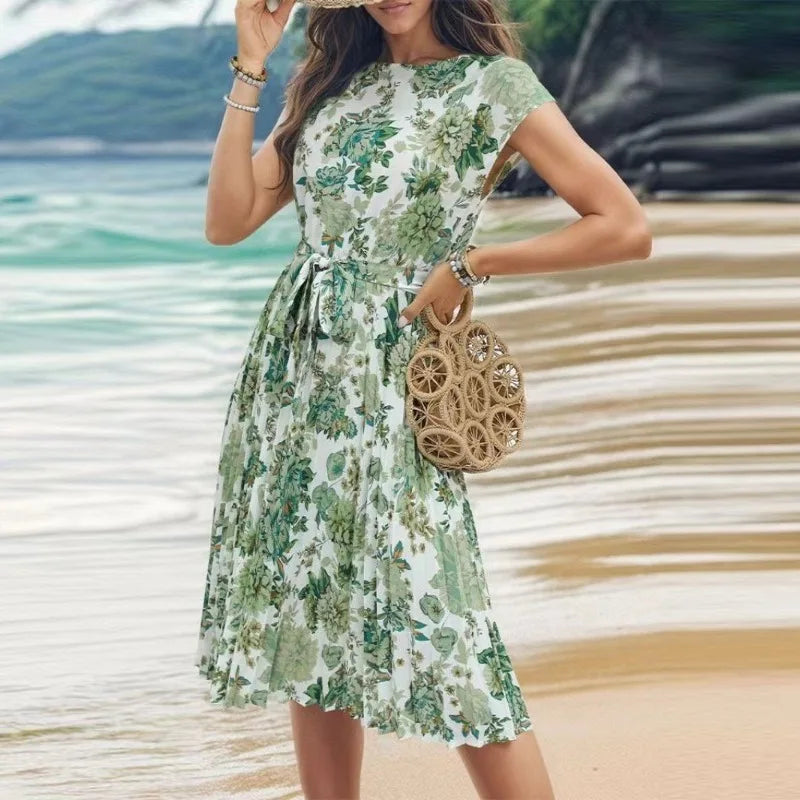 Women Floral Pleated Midi Dress | Dulce