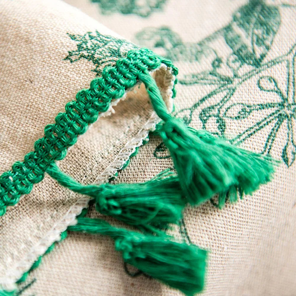 Round Tablecloth Forest Green Cotton | Elegant Design 5
