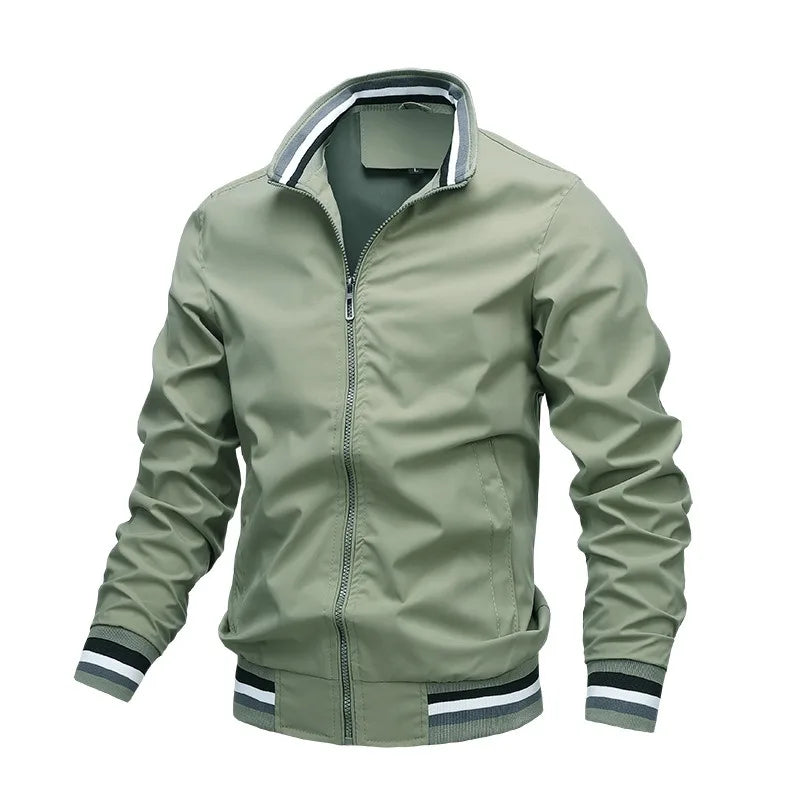 Men Striped Collar Bomber Jacket | Samuel