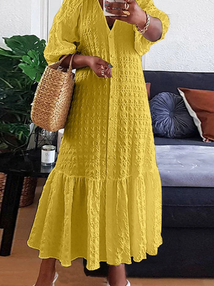 Women Textured V-Neck Maxi Dress | Althea