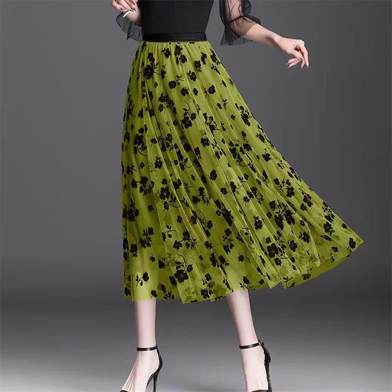 Women Polka Dot Tulle Maxi Skirt | Soledad