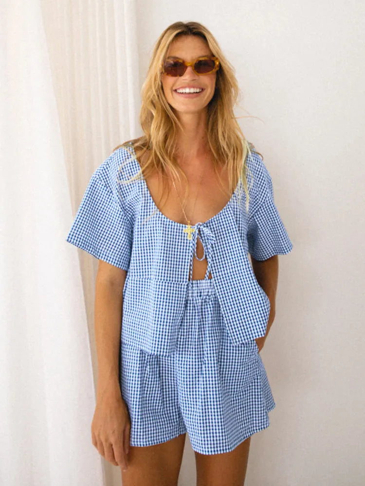 Women Gingham Two-Piece Set | Quinn