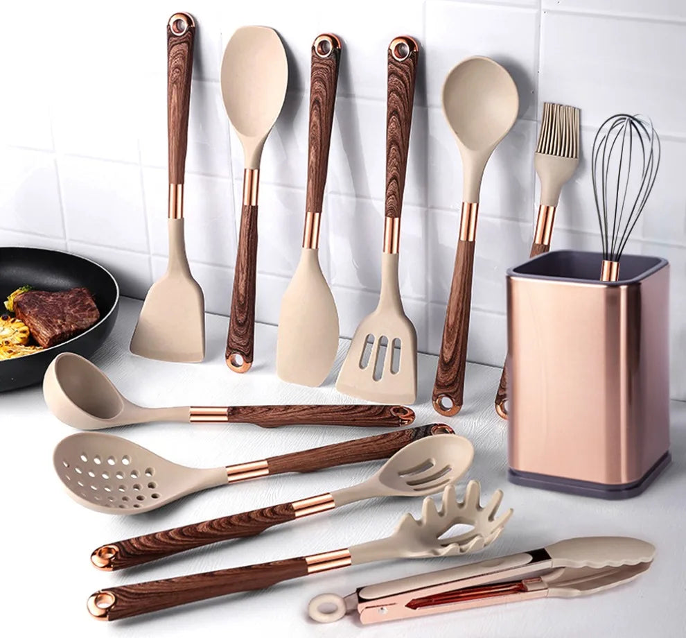 Kitchen Utensil Set 13 Pieces Silicone Stainless Steel | Culinary Essentials 2