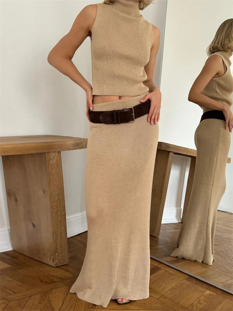 Women Sleeveless Knit Two-Piece Set | Melvina