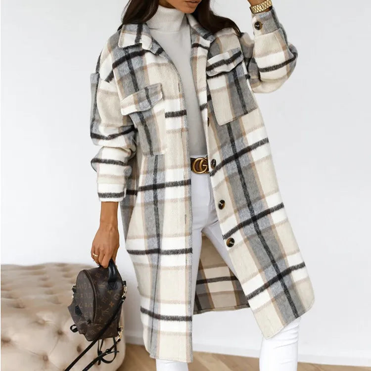 Women Classic Plaid Long Shacket | Briar