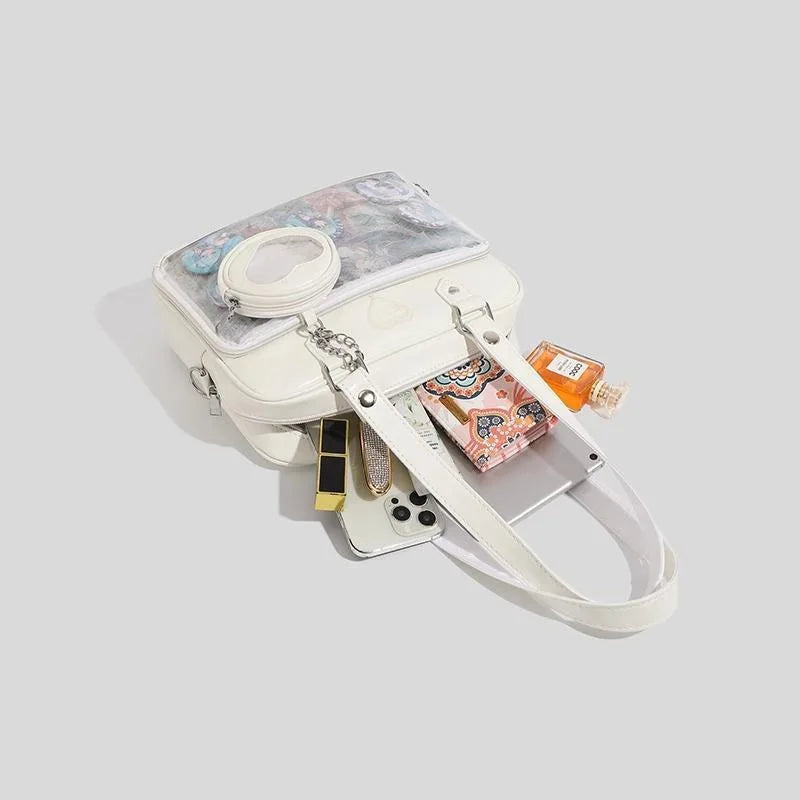 Women Transparent Heart Charm Tote Bag | Celeste