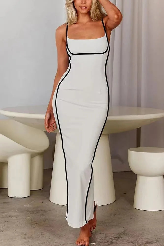 Women Color-Block Spaghetti Strap Maxi Dress | Octavia
