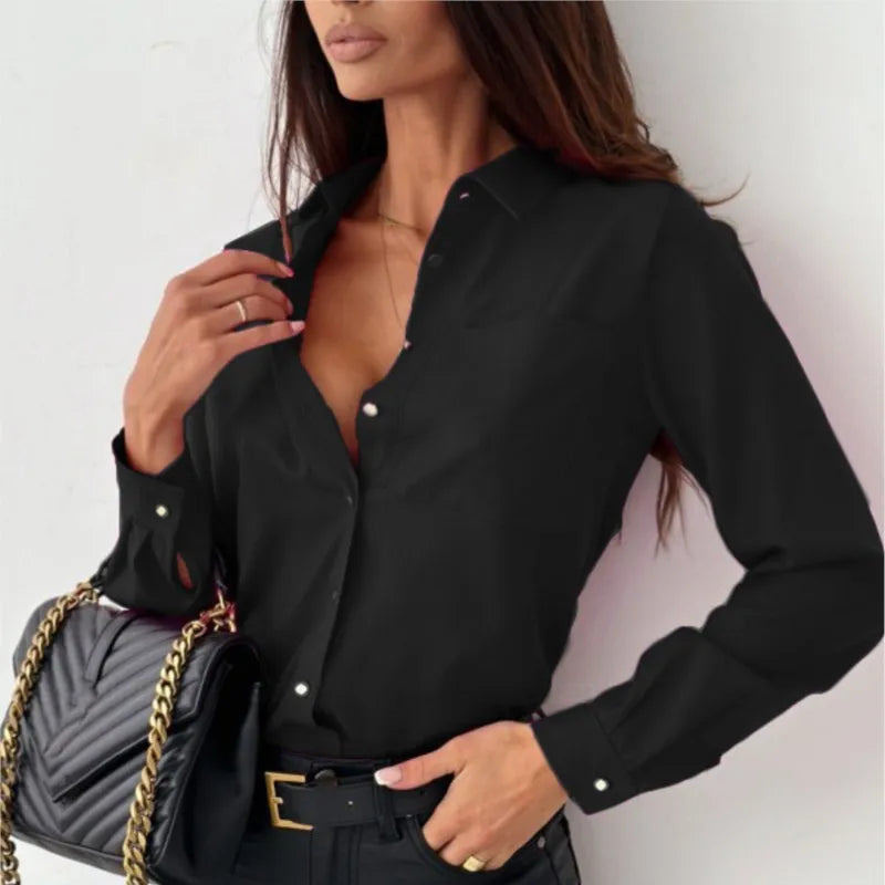 Variant image for Women Long Sleeve Blouse White Premium Fabric | Elaine-33