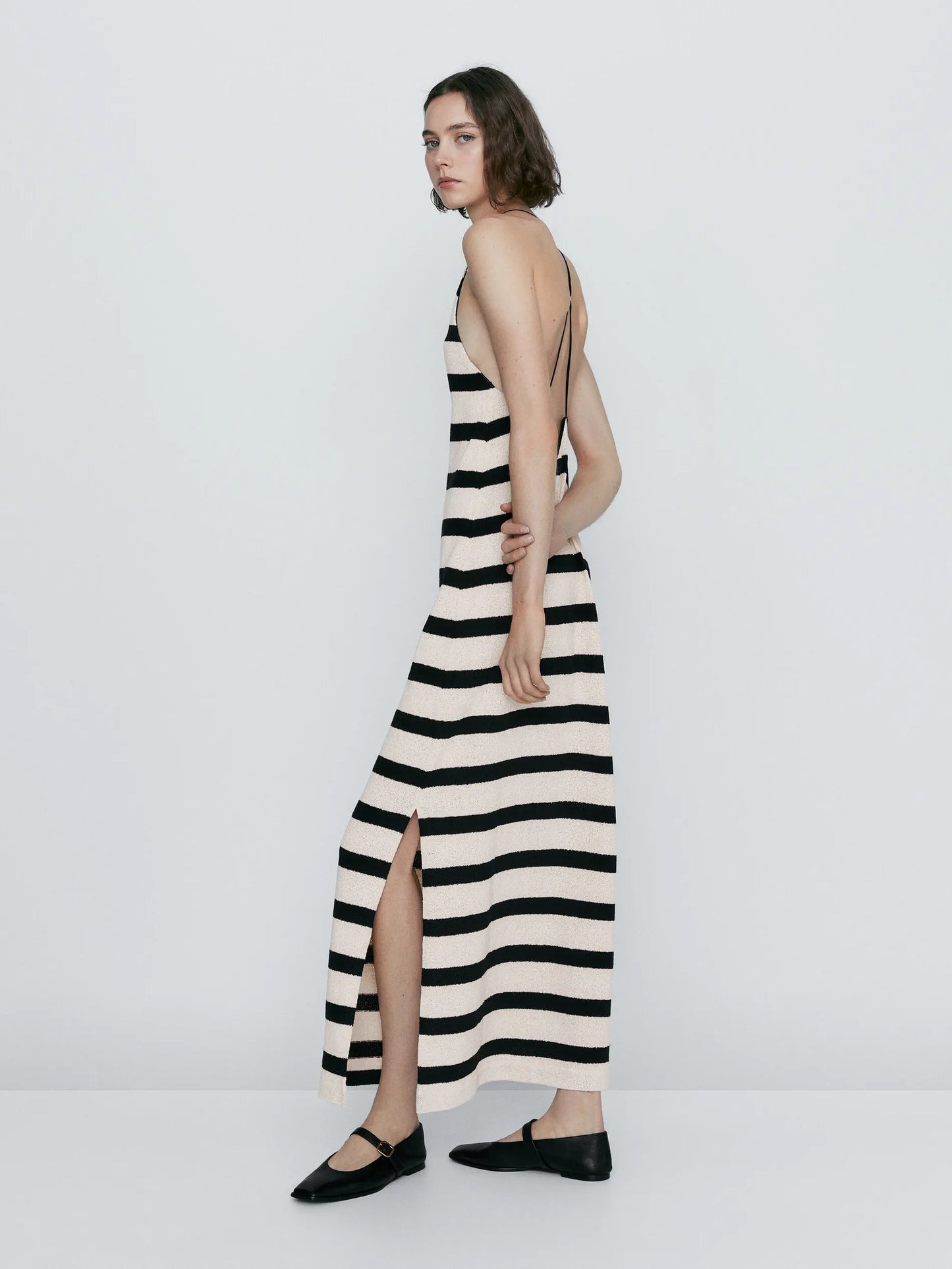 Women Striped Sleeveless Maxi Dress | Elmira