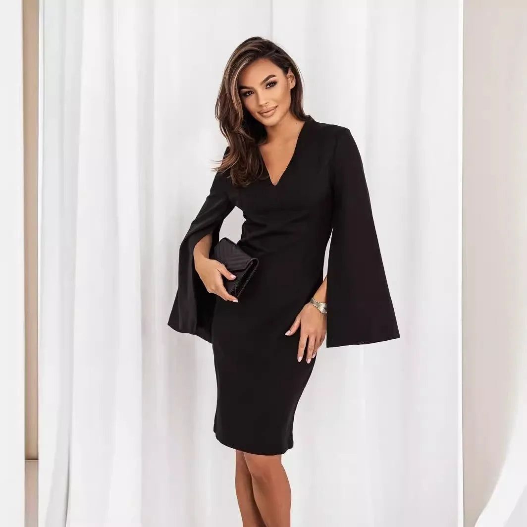 Women Elegant Cape Sleeve Midi Dress | Jeanette