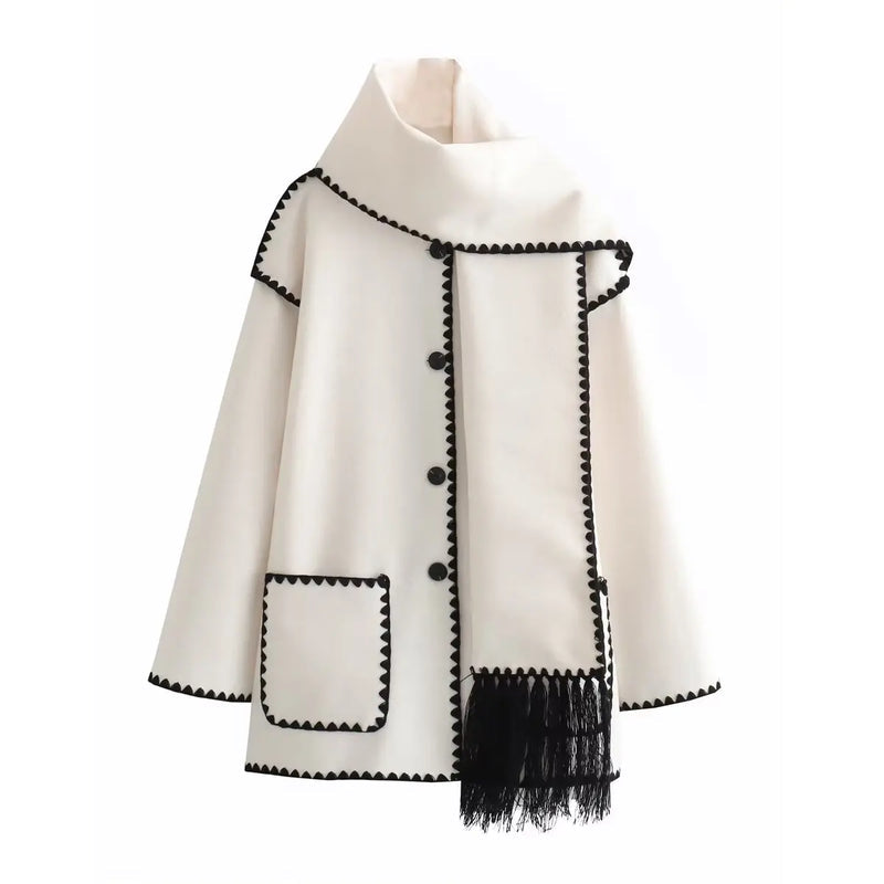 Oversized Contrast Stitch Coat | Chia