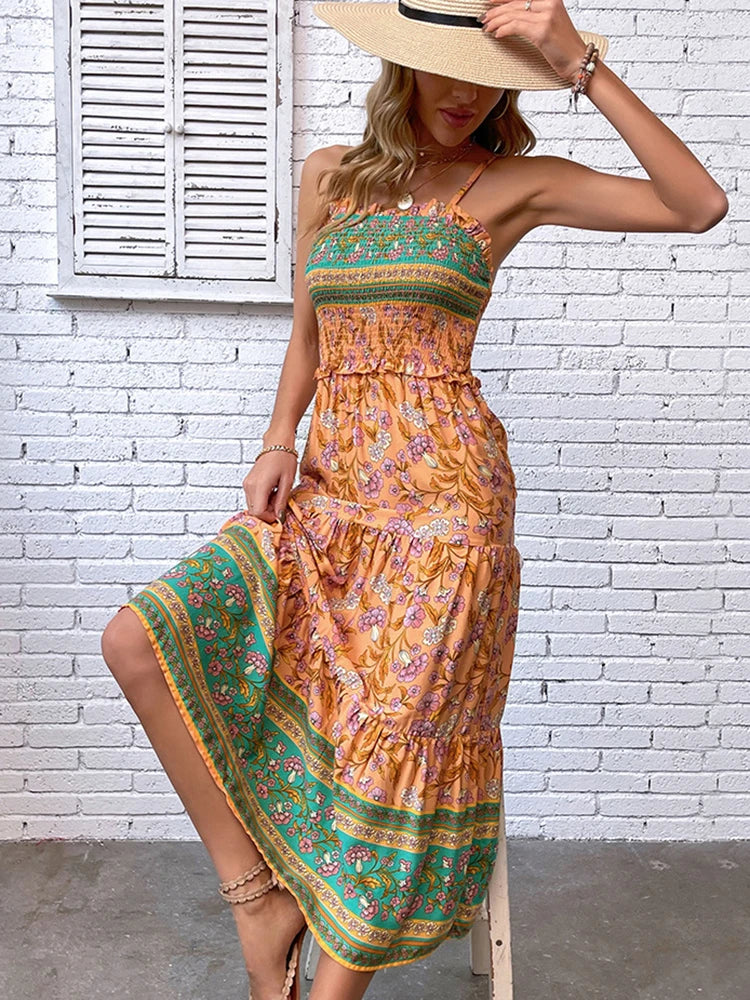 Women Boho Floral Maxi Dress | Delilah