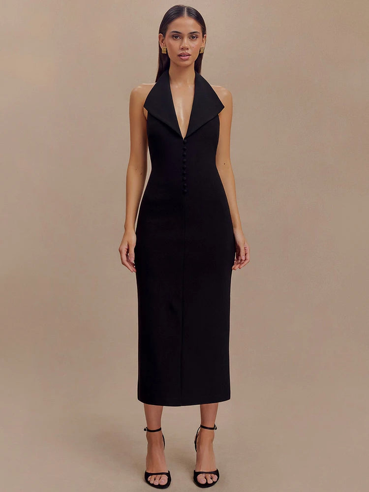 Halter Neck Midi Dress | Lenore
