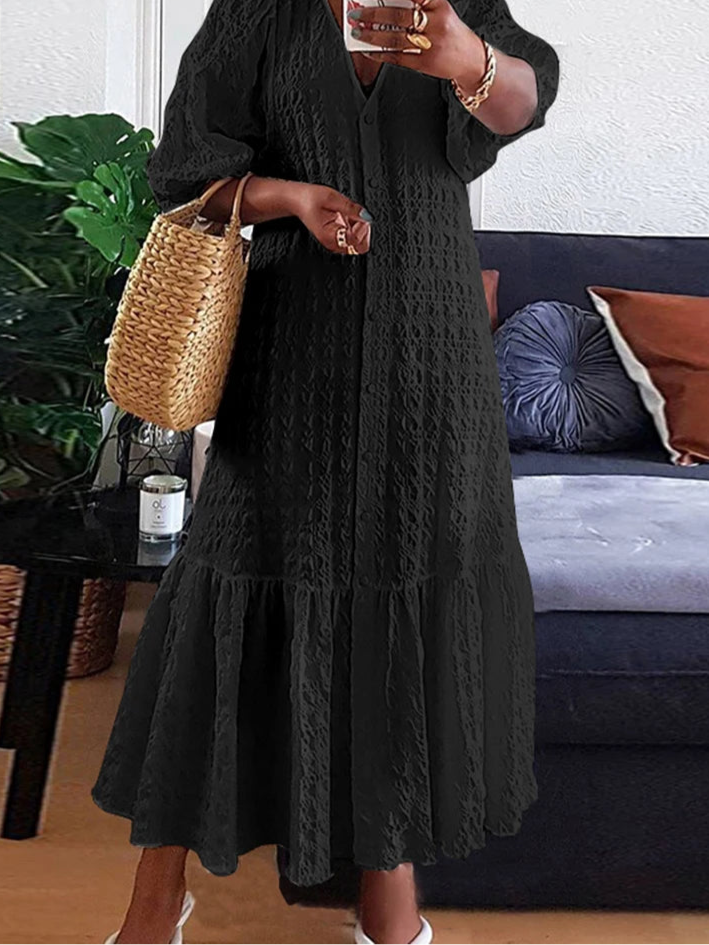 Women Textured V-Neck Maxi Dress | Althea
