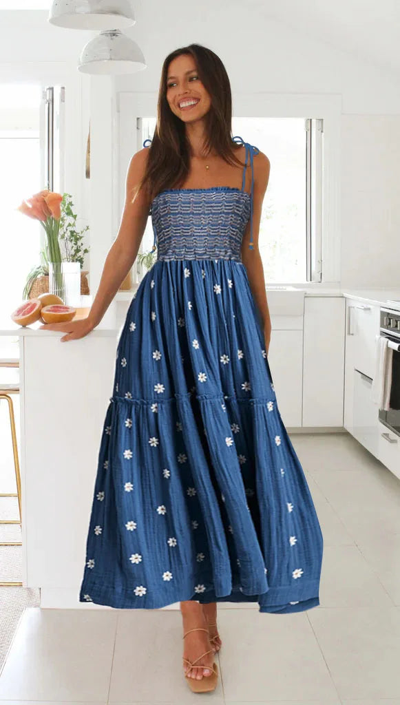 Women Rust Floral Smocked Maxi Dress | Babette