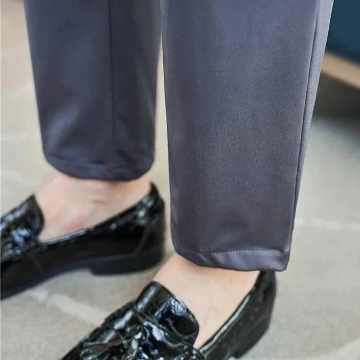 Men Slim Fit Pants Black Elastic | Classic-6