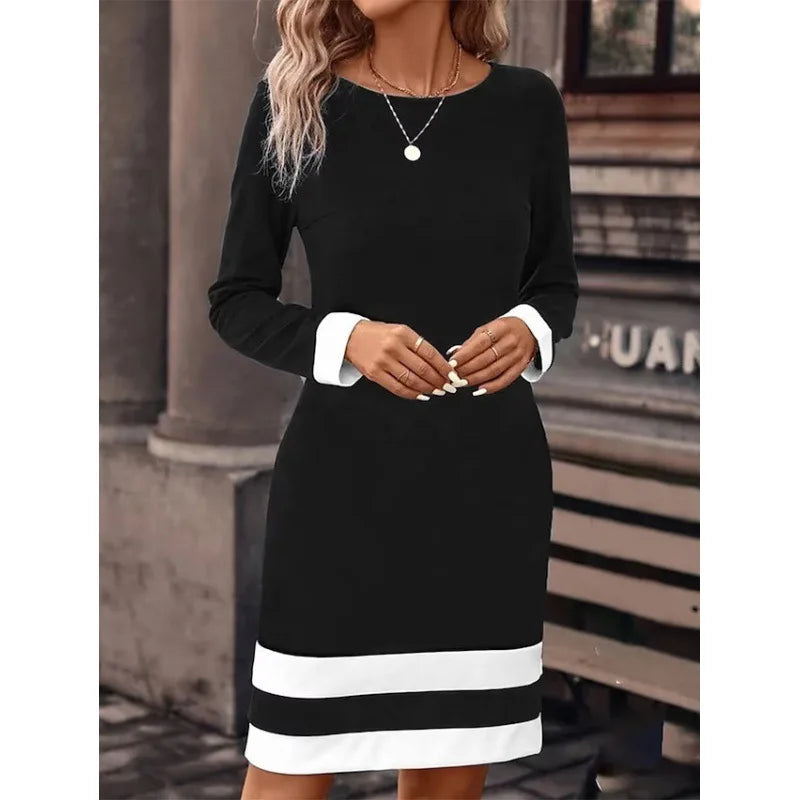 Elegant Contrast Cuff Dress | Xaveria