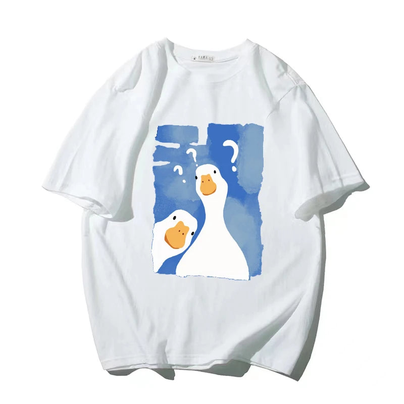 Variant image for Men's T-Shirt White Cotton | Quirky Ducks-1