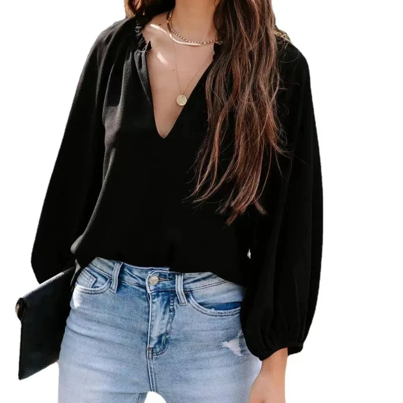 Women Elegant Half Open Collar Blouse | Celestine