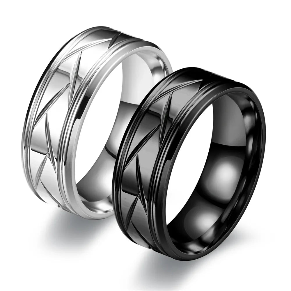Unisex Diagonal Textured Ring | Kenver