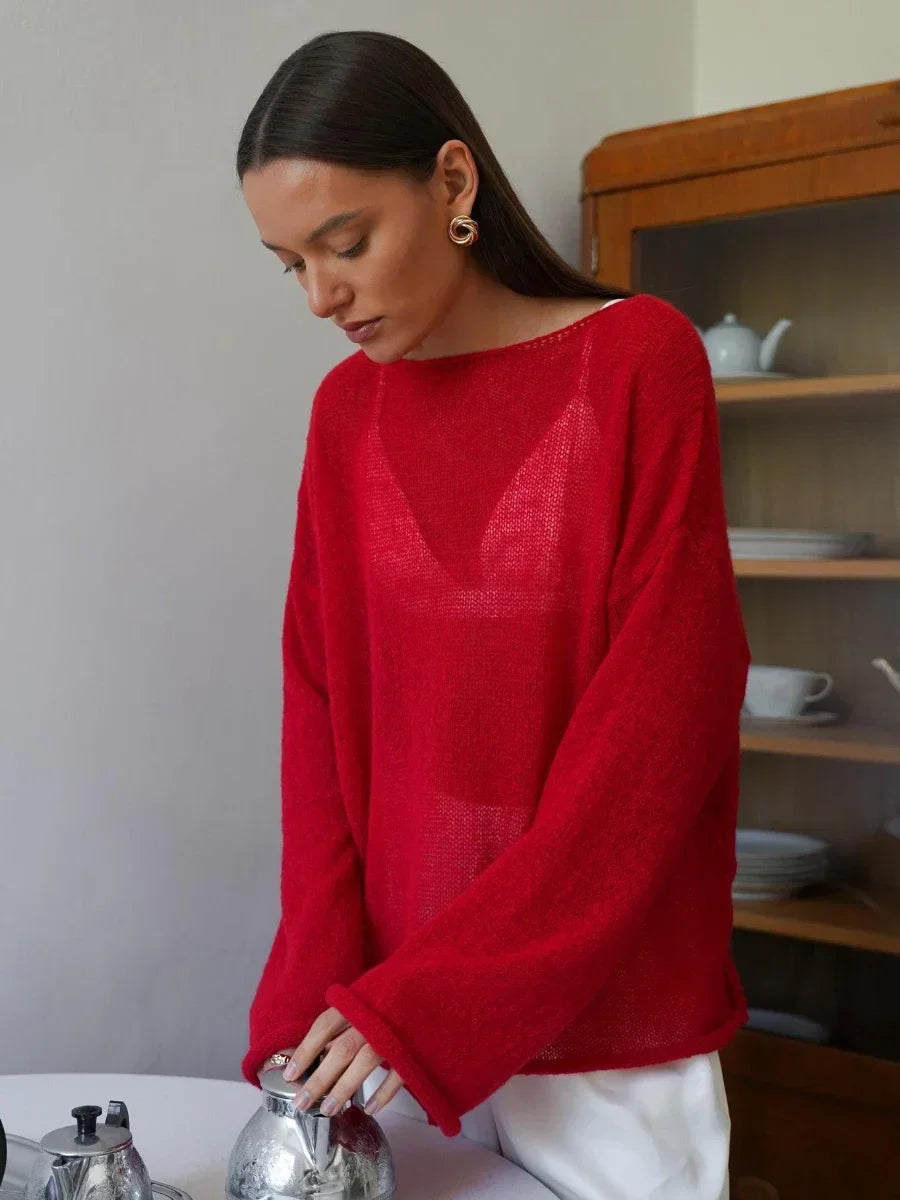 Women Sheer Loose Knit Sweater | Idella