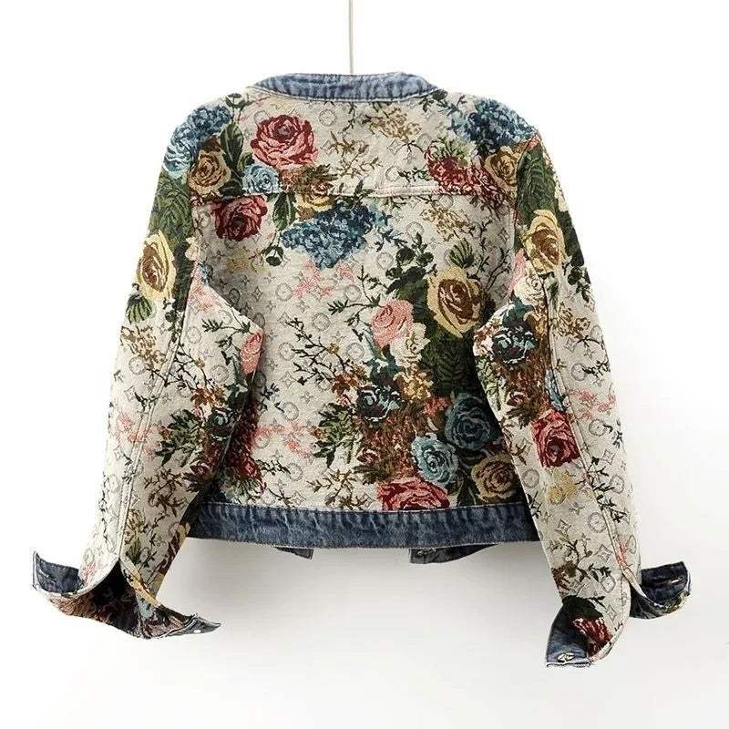 Women Denim Jacket Blue Jacquard | Elegant Style-2