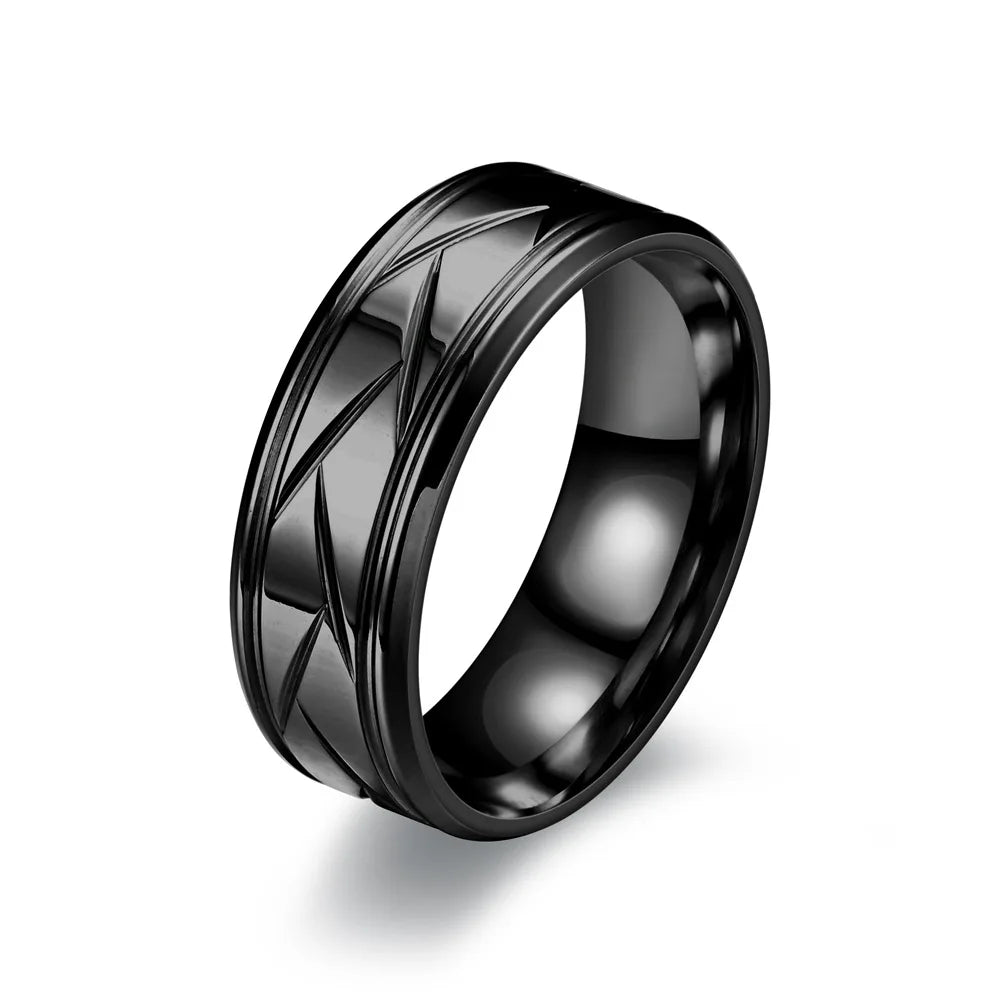 Unisex Diagonal Textured Ring | Kenver