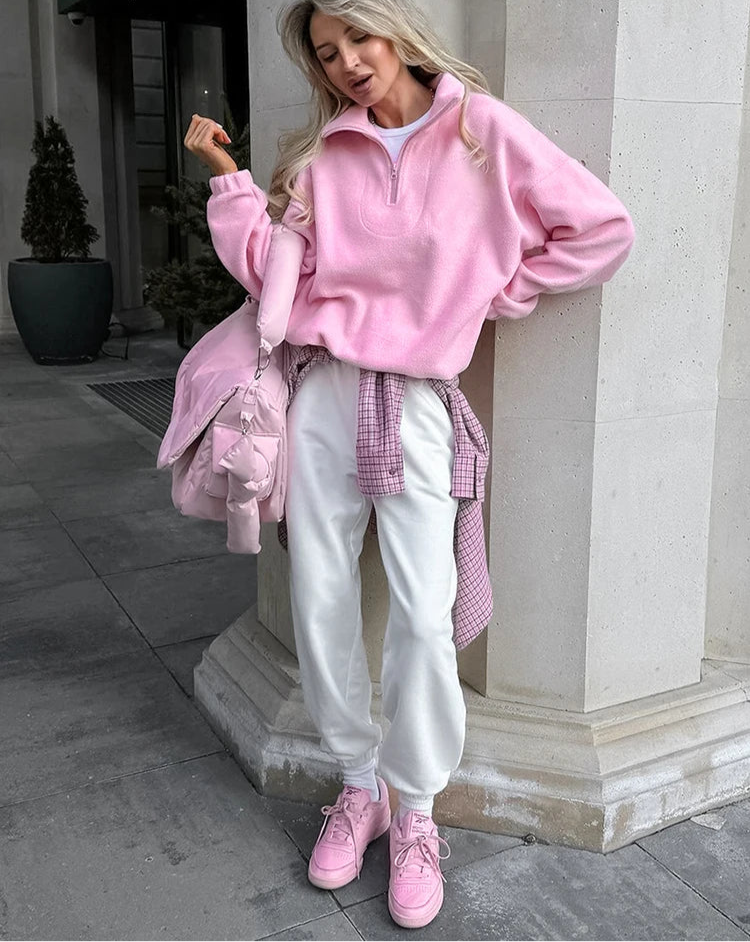 Women Half-Zip Oversized Pullover | Melis