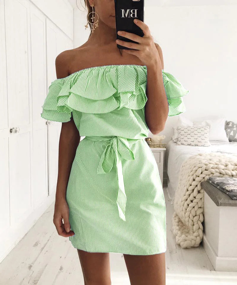 Women Ruffled Off-Shoulder Mini Dress | Fabiola