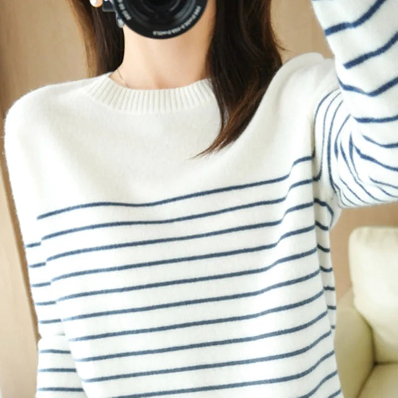 Women Striped Knit Sweater | Debora