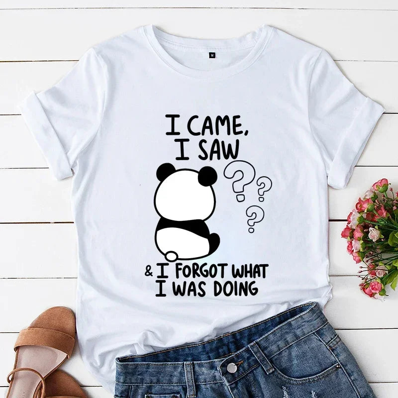 Variant image for Women Graphic Tee White Cotton | Panda Love-7