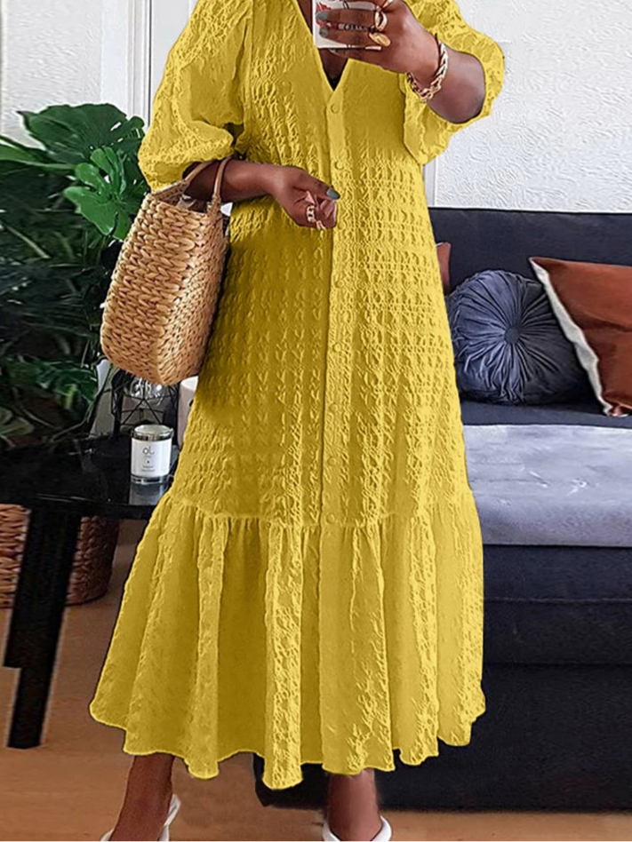 Women Textured V-Neck Maxi Dress | Althea